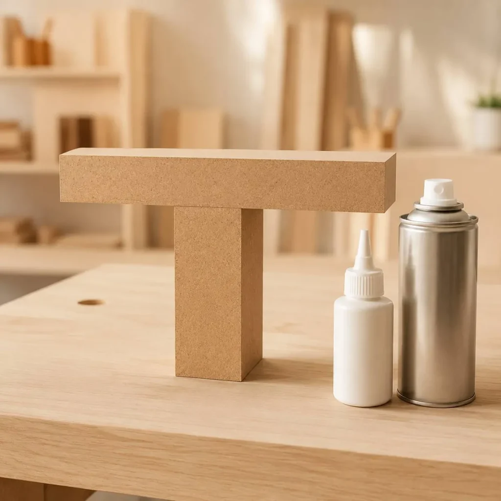 اتصال قطعات MDF با چسب چوب و اسپری چسب